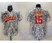 Men's Kansas City Chiefs #15 Patrick Mahomes 2024 Arctic Camo Salute To Service Stitched Baseball Jersey