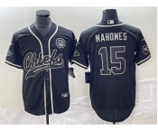 Men's Kansas City Chiefs #15 Patrick Mahomes Black Cool Base Stitched Baseball Jersey