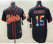 Men's Kansas City Chiefs #15 Patrick Mahomes Black Multi Color With Patch Cool Base Stitched Baseball Jersey