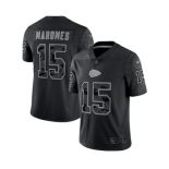 Men's Kansas City Chiefs #15 Patrick Mahomes Black Reflective Limited Stitched Jersey