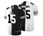 Men's Kansas City Chiefs #15 Patrick Mahomes Black V White Peace Split Vapor Untouchable Limited Football Jersey