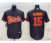 Men's Kansas City Chiefs #15 Patrick Mahomes Black With Patch Cool Base Stitched Baseball Jersey