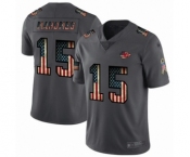 Men's Kansas City Chiefs #15 Patrick Mahomes II Carbon Black Retro Flag Limited Player Football Jersey