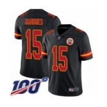 Men's Kansas City Chiefs #15 Patrick Mahomes II Limited Black Rush Vapor Untouchable 100th Season Football Jersey