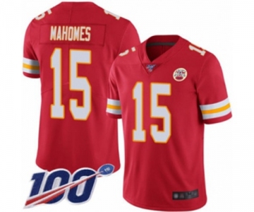 Men's Kansas City Chiefs #15 Patrick Mahomes II Red Team Color Vapor Untouchable Limited Player 100th Season Football Jersey