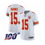 Men's Kansas City Chiefs #15 Patrick Mahomes II White Vapor Untouchable Limited Player 100th Season Football Jersey