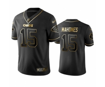 Men's Kansas City Chiefs #15 Patrick Mahomes Limited Black Golden Edition Football Jersey