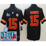 Men's Kansas City Chiefs #15 Patrick Mahomes Limited Black Super Bowl LVII Vapor Jersey