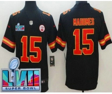 Men's Kansas City Chiefs #15 Patrick Mahomes Limited Black Super Bowl LVII Vapor Jersey