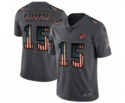 Men's Kansas City Chiefs #15 Patrick Mahomes Limited Black USA Flag 2019 Salute To Service Football Jersey