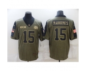 Men's Kansas City Chiefs #15 Patrick Mahomes Nike Olive 2021 Salute To Service Limited Player Jersey