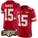 Men’s Kansas City Chiefs #15 Patrick Mahomes Red 2023 F.U.S.E. AFC West Champions With NKH Patch Vapor Untouchable Limited Football Stitched Jersey