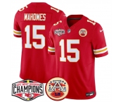 Men's Kansas City Chiefs #15 Patrick Mahomes Red F.U.S.E. 2024 AFC West Division Champions Vapor Limited Stitched Football Jersey