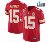 Men’s Kansas City Chiefs #15 Patrick Mahomes Red Super Bowl LVII Patch And 4-star C Patch Vapor Untouchable Limited Stitched Jersey