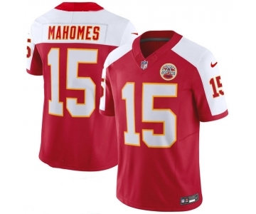 Men’s Kansas City Chiefs #15 Patrick Mahomes Red White 2023 F.U.S.E. Vapor Untouchable Limited Football Stitched Jersey