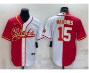 Men's Kansas City Chiefs #15 Patrick Mahomes Red White Two Tone With Patch Cool Base Stitched Baseball Jersey