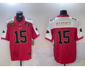 Men's Kansas City Chiefs #15 Patrick Mahomes Red With Gold Super Bowl LVIII Patch Limited Stitched Football Jersey