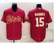 Men's Kansas City Chiefs #15 Patrick Mahomes Red With Patch Cool Base Stitched Baseball Jersey