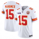 Men’s Kansas City Chiefs #15 Patrick Mahomes White F.U.S.E. Super Bowl LVIII Patch Vapor Untouchable Limited Football Stitched Jersey