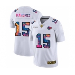 Men's Kansas City Chiefs #15 Patrick Mahomes White Multi-Color 2020 Football Crucial Catch Limited Football Jersey