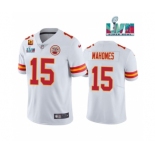 Men's Kansas City Chiefs #15 Patrick Mahomes White Super Bowl LVII Patch And 4-star C Patch Vapor Untouchable Limited Stitched Jersey