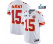 Men's Kansas City Chiefs #15 Patrick Mahomes White Super Bowl LVII Patch Vapor Untouchable Limited Stitched Jersey