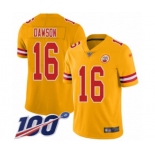 Men's Kansas City Chiefs #16 Len Dawson Limited Gold Inverted Legend 100th Season Football Jersey