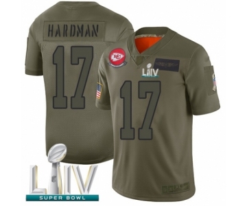 Men's Kansas City Chiefs #17 Mecole Hardman Limited Olive 2019 Salute to Service Super Bowl LIV Bound Football Jersey