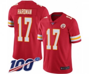 Men's Kansas City Chiefs #17 Mecole Hardman Red Team Color Vapor Untouchable Limited Player 100th Season Football Jersey