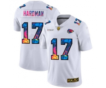 Men's Kansas City Chiefs #17 Mecole Hardman White Multi-Color 2020 Football Crucial Catch Limited Football Jersey