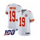 Men's Kansas City Chiefs #19 Joe Montana White Vapor Untouchable Limited Player 100th Season Football Jersey