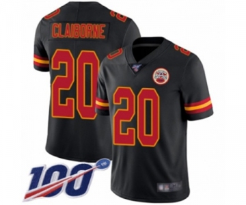 Men's Kansas City Chiefs #20 Morris Claiborne Limited Black Rush Vapor Untouchable 100th Season Football Jersey