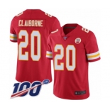 Men's Kansas City Chiefs #20 Morris Claiborne Red Team Color Vapor Untouchable Limited Player 100th Season Football Jersey