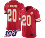 Men's Kansas City Chiefs #20 Morris Claiborne Red Team Color Vapor Untouchable Limited Player 100th Season Football Jersey