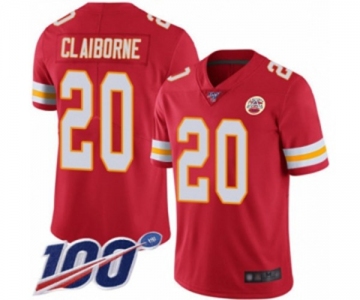 Men's Kansas City Chiefs #20 Morris Claiborne Red Team Color Vapor Untouchable Limited Player 100th Season Football Jersey