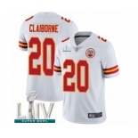 Men's Kansas City Chiefs #20 Morris Claiborne White Vapor Untouchable Limited Player Super Bowl LIV Bound Football Jersey