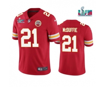 Men's Kansas City Chiefs #21 Trent McDuffie Red Super Bowl LVII Patch Vapor Untouchable Limited Stitched Jersey