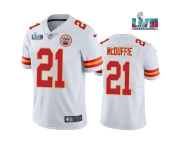 Men's Kansas City Chiefs #21 Trent McDuffie White Super Bowl LVII Patch Vapor Untouchable Limited Stitched Jersey