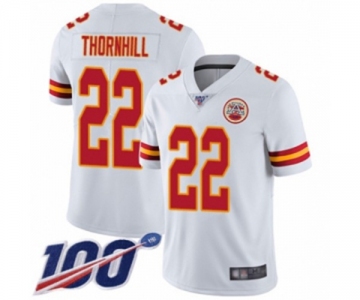 Men's Kansas City Chiefs #22 Juan Thornhill White Vapor Untouchable Limited Player 100th Season Football Jersey