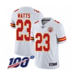 Men's Kansas City Chiefs #23 Armani Watts White Vapor Untouchable Limited Player 100th Season Football Jersey