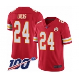 Men's Kansas City Chiefs #24 Jordan Lucas Red Team Color Vapor Untouchable Limited Player 100th Season Football Jersey