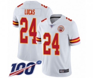 Men's Kansas City Chiefs #24 Jordan Lucas White Vapor Untouchable Limited Player 100th Season Football Jersey