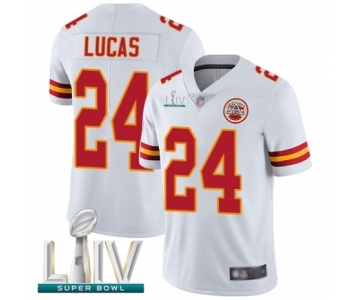 Men's Kansas City Chiefs #24 Jordan Lucas White Vapor Untouchable Limited Player Super Bowl LIV Bound Football Jersey