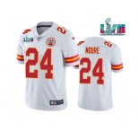 Men's Kansas City Chiefs #24 Skyy Moore White Super Bowl LVII Patch Vapor Untouchable Limited Stitched Jersey