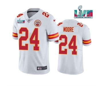 Men's Kansas City Chiefs #24 Skyy Moore White Super Bowl LVII Patch Vapor Untouchable Limited Stitched Jersey