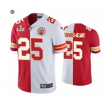 Men's Kansas City Chiefs #25 Clyde Edwards-Helaire Red White 2021 Super Bowl LV Vapor Limited Stitched Football Jersey