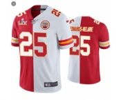 Men's Kansas City Chiefs #25 Clyde Edwards-Helaire Red White 2021 Super Bowl LV Vapor Limited Stitched Football Jersey