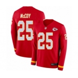 Men's Kansas City Chiefs #25 LeSean McCoy Limited Red Therma Long Sleeve Football Jersey