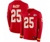 Men's Kansas City Chiefs #25 LeSean McCoy Limited Red Therma Long Sleeve Football Jersey