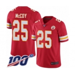 Men's Kansas City Chiefs #25 LeSean McCoy Red Team Color Vapor Untouchable Limited Player 100th Season Football Jersey